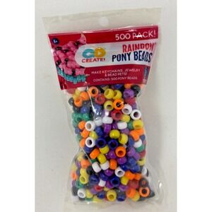 Go Create Rainbow Pony Beads 500 Count Craft Jewelry Beading Set Bulk Plastic